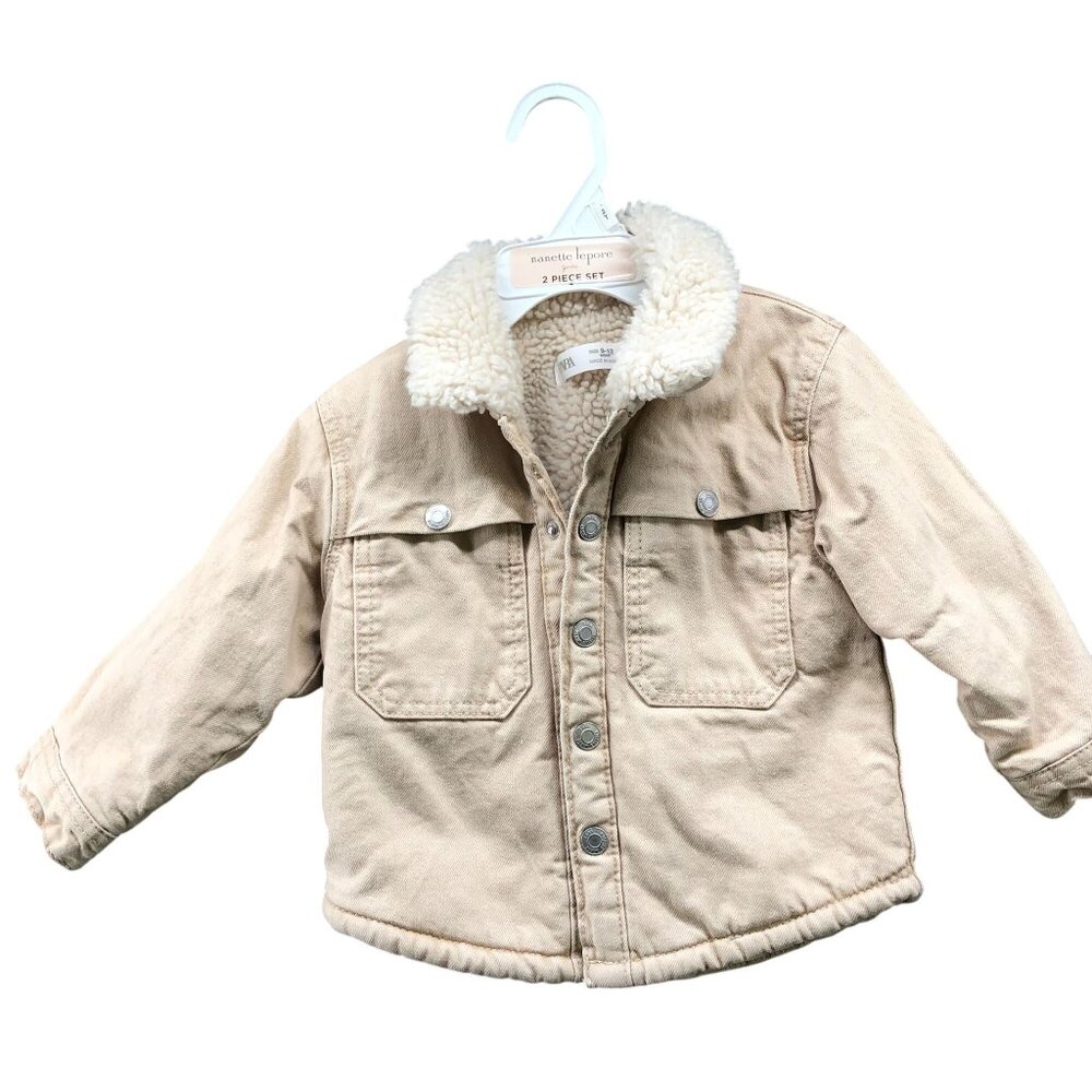 Zara‎ Baby 9-12M Sherpa Lined Denim Jacket Cream Chore Jacket Beige